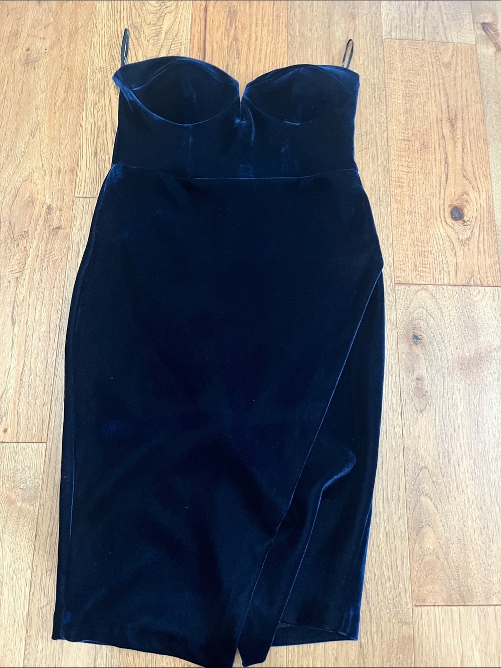 ASOS Black Velvet Strapless Bustier Midi Dress